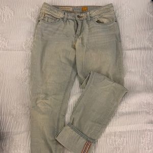 Pilcro and the letterpress light wash jeans with cropped cuffed ankles